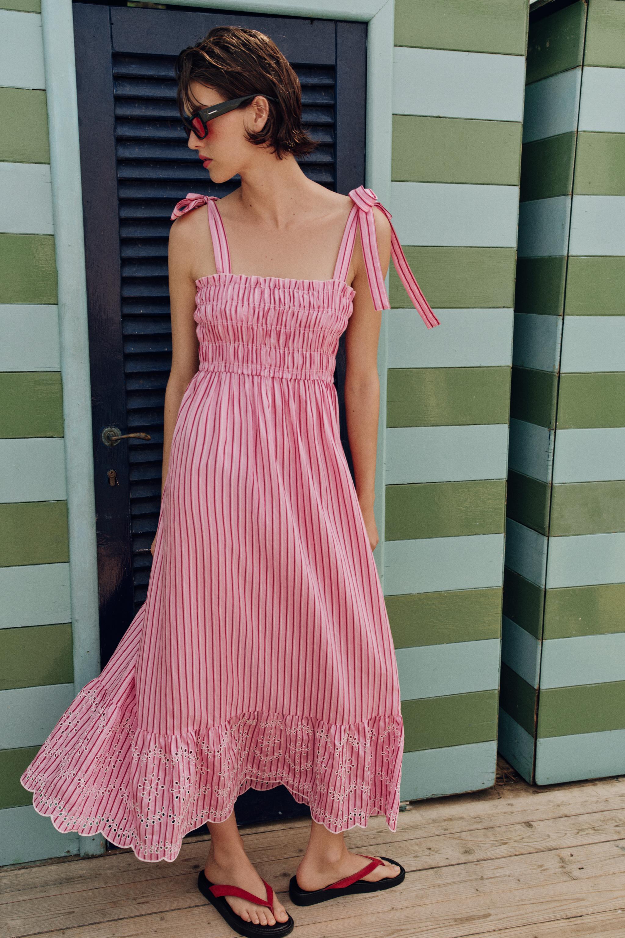 ROBE MIDI RAYURES ET NŒUDS